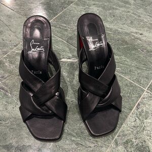 Worn once louboutin block sandal heels